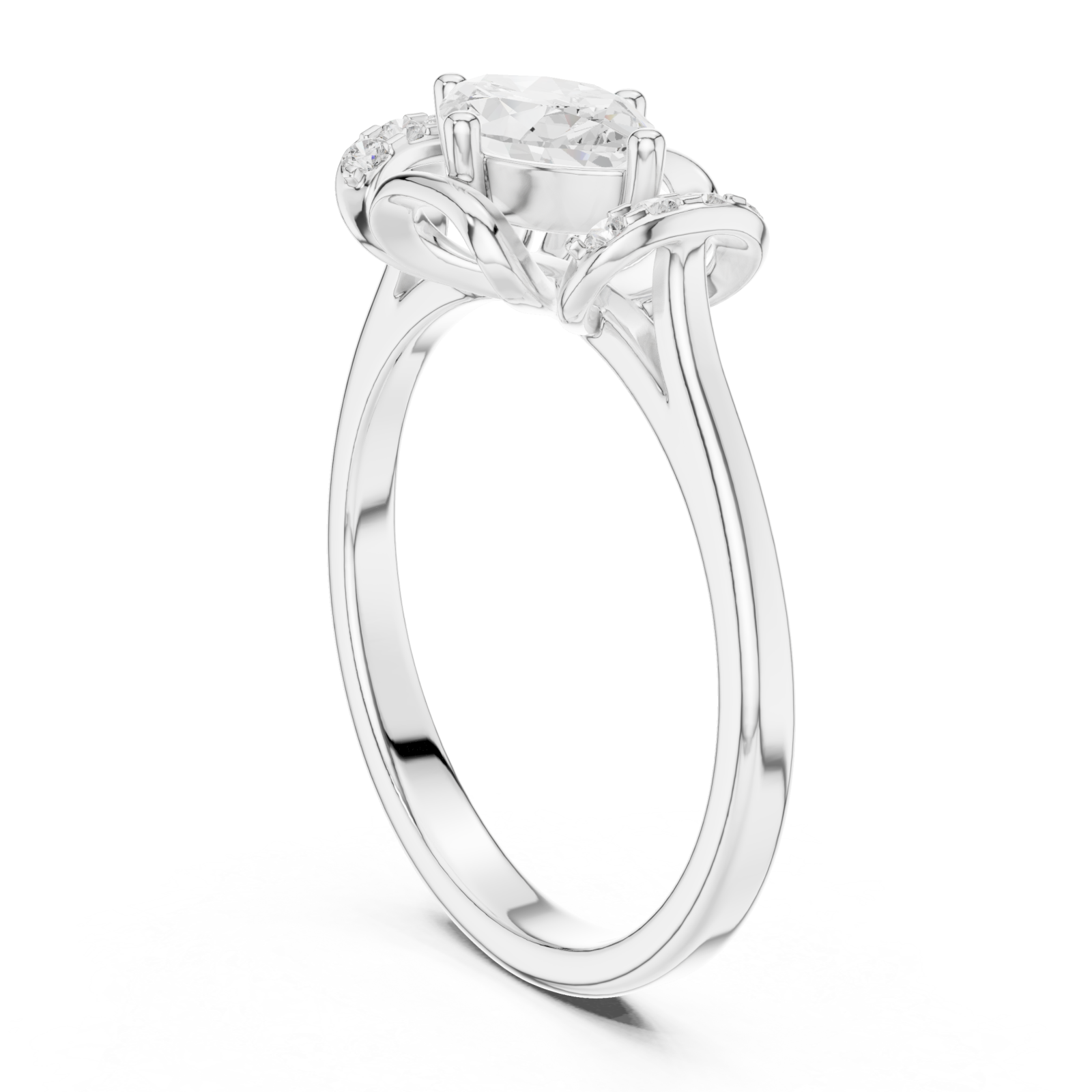  White Gold Eternal Grace Halo Solitaire Ring Left View