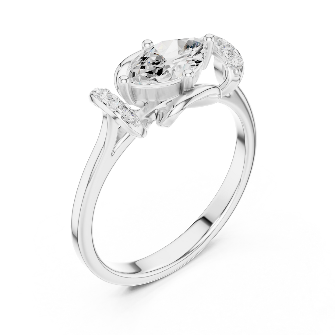  White Gold Eternal Grace Halo Solitaire Ring Right View