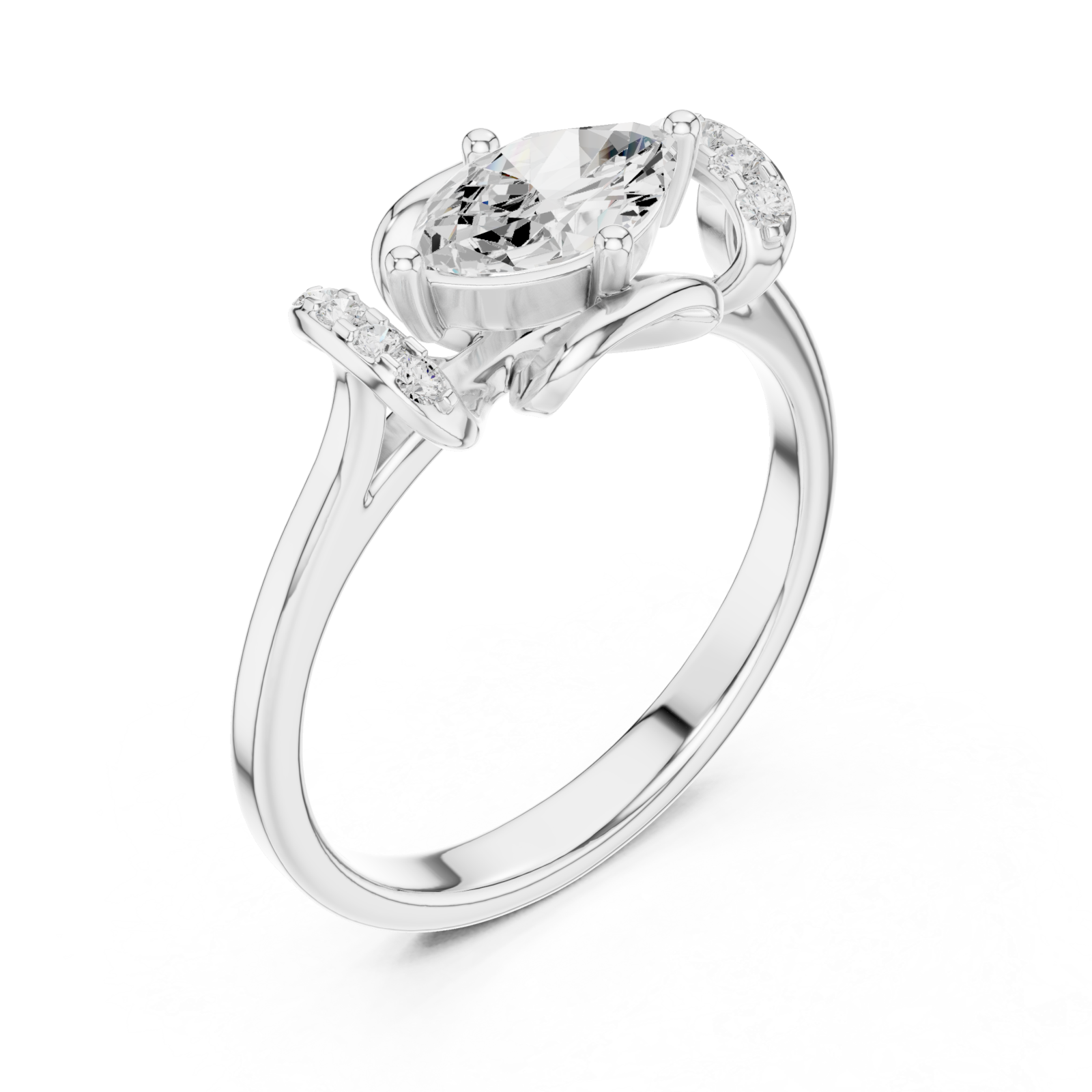  White Gold Eternal Grace Halo Solitaire Ring Right View