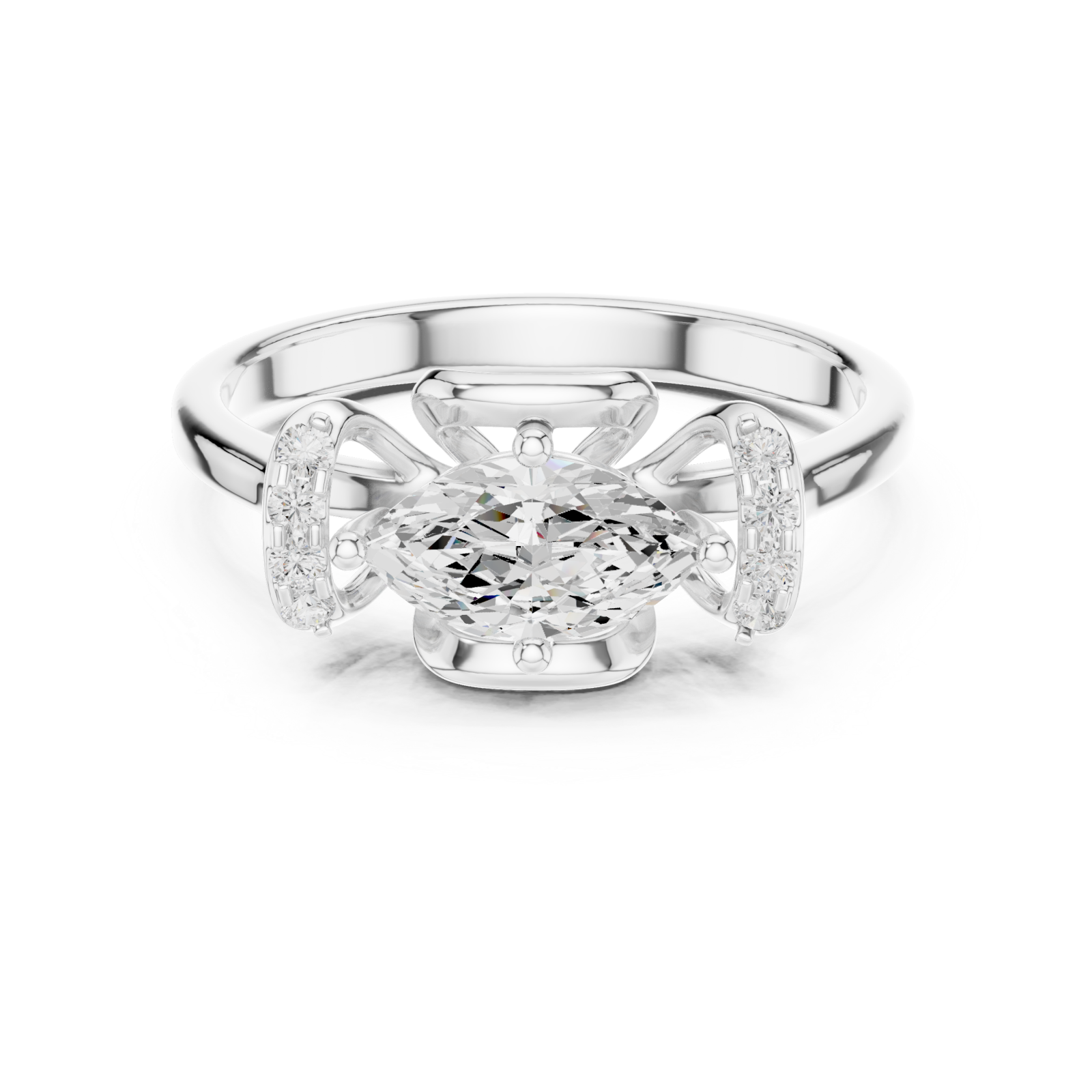  White Gold Eternal Grace Halo Solitaire Ring Front View