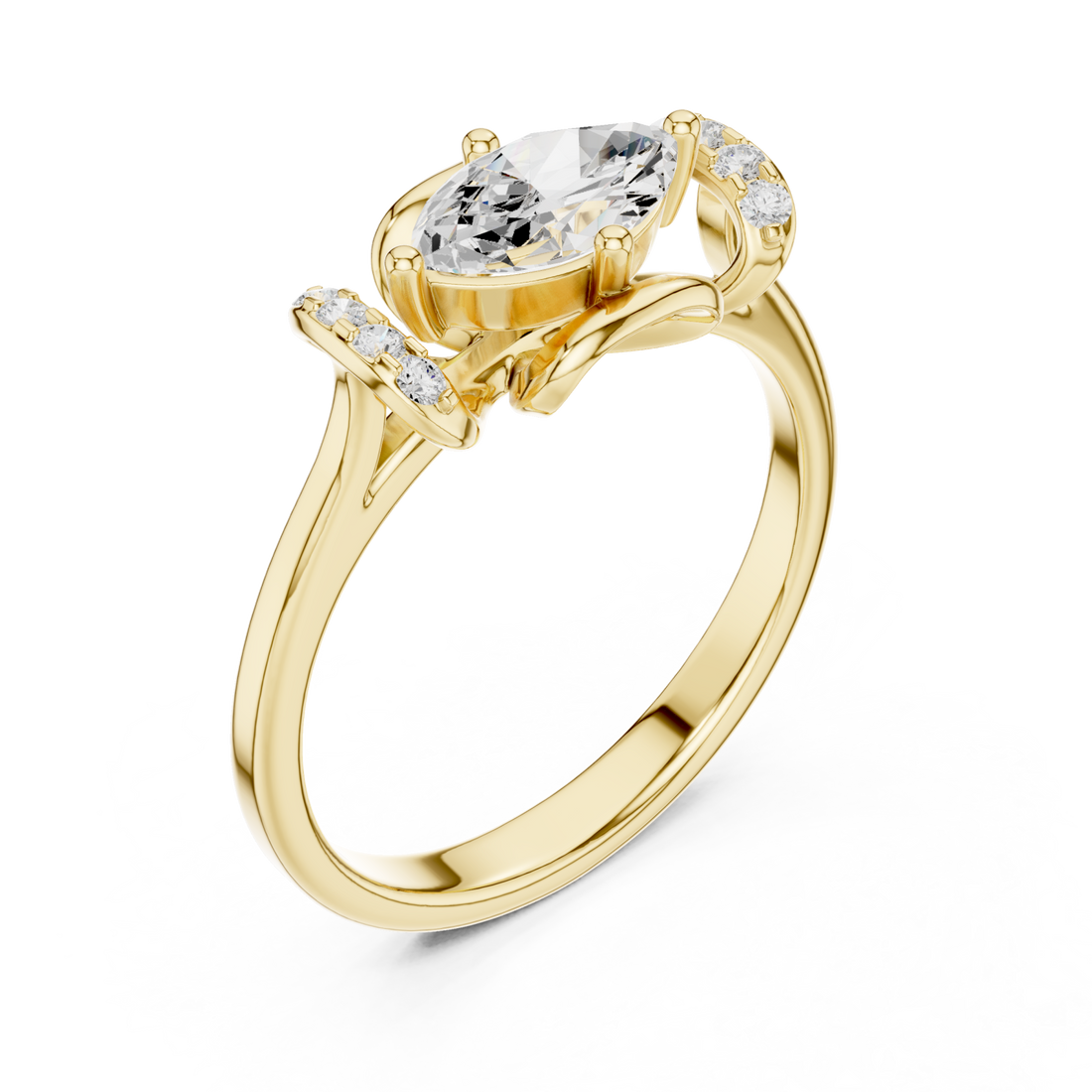 Gold Eternal Grace Halo Solitaire Ring Right View