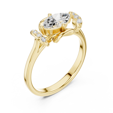 Gold Eternal Grace Halo Solitaire Ring Right View