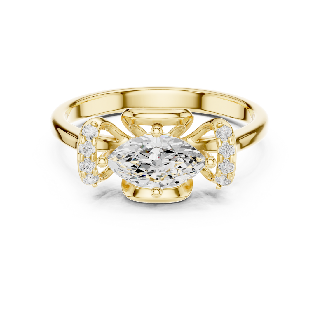 Gold Eternal Grace Halo Solitaire Ring Right View