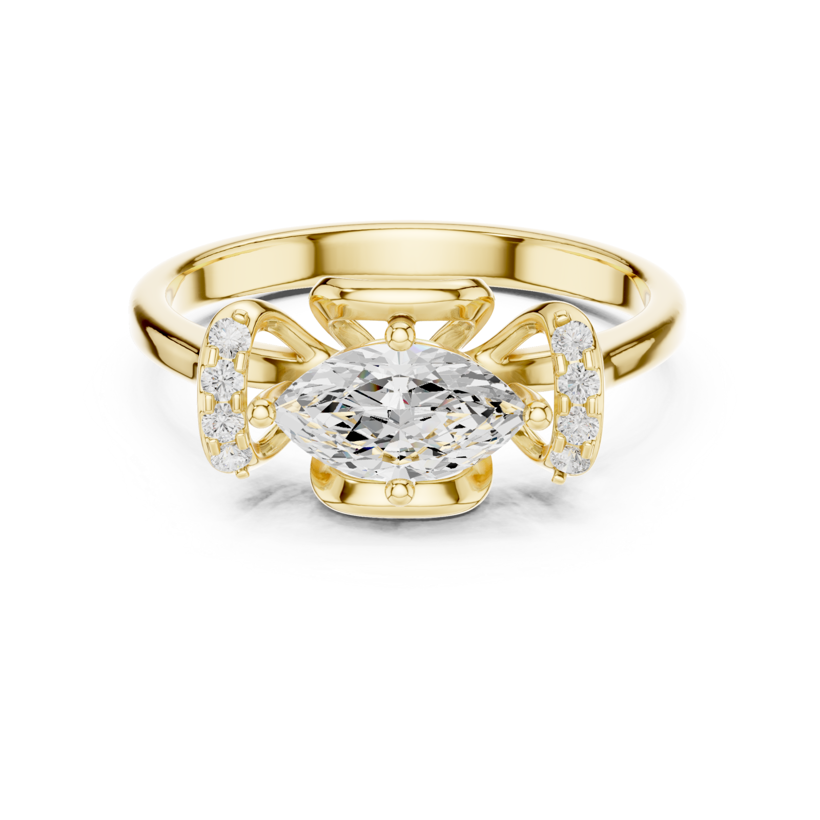  Gold Eternal Grace Halo Solitaire Ring Front View