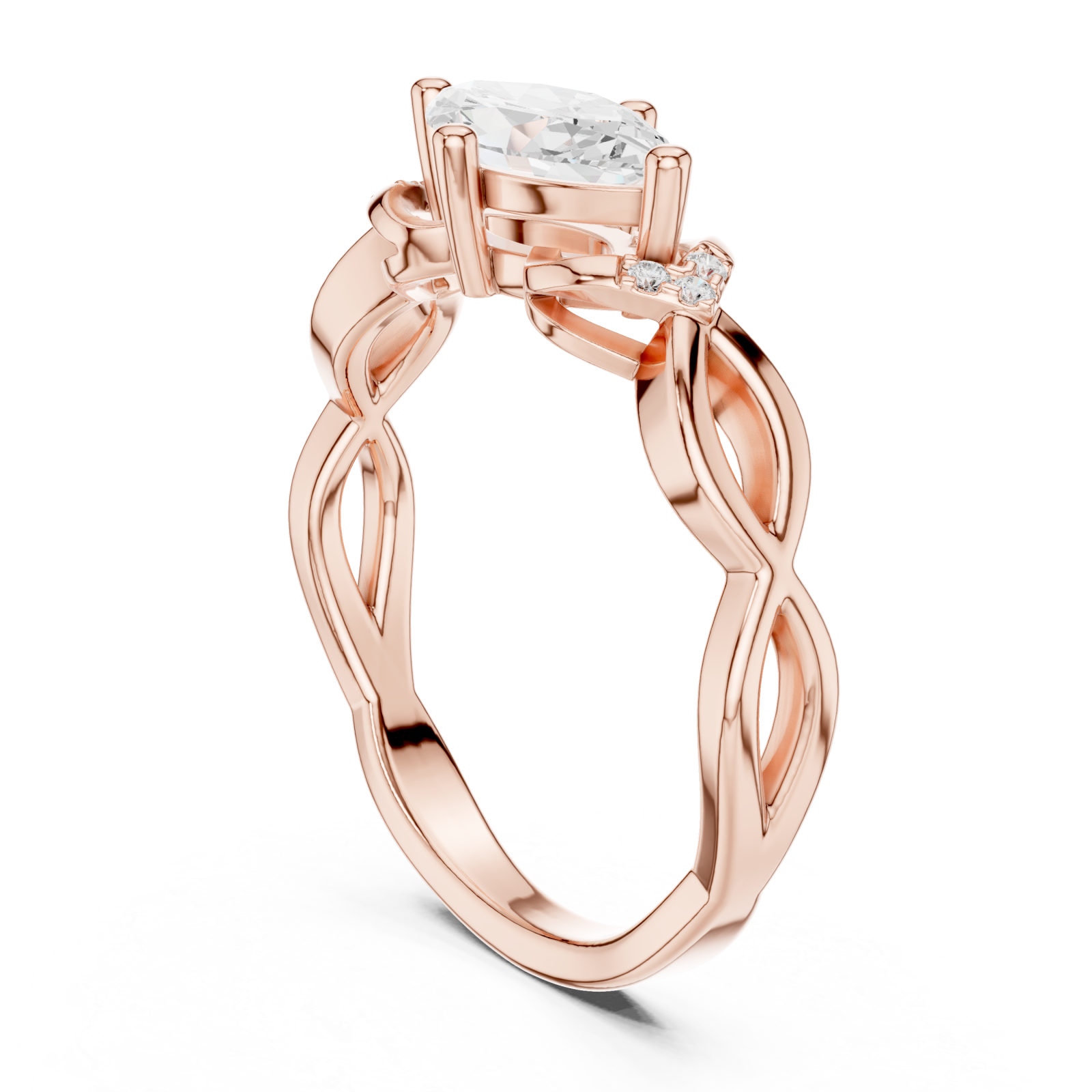 Rose Gold Ode to Nature Romance Engagement Ring Left View