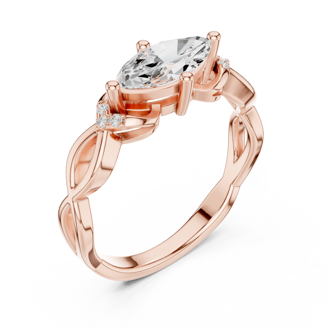  Rose Gold Ode to Nature Romance Engagement Ring Right View