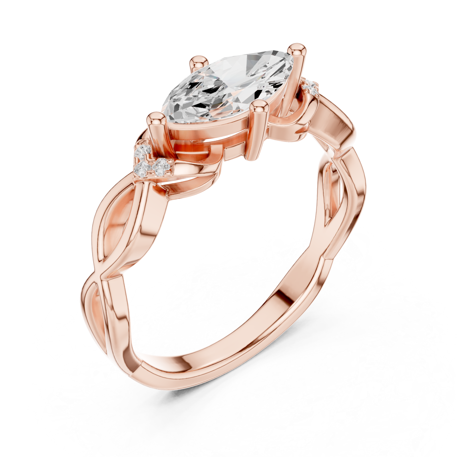  Rose Gold Ode to Nature Romance Engagement Ring Right View
