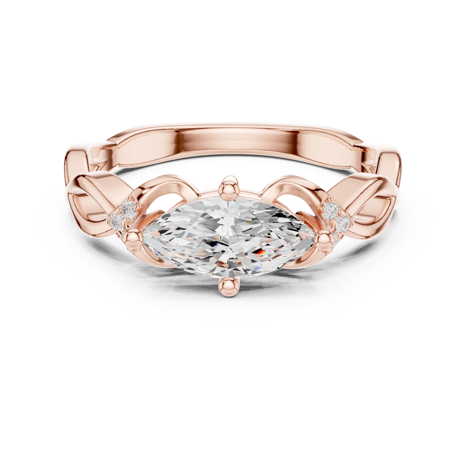  Rose Gold Ode to Nature Romance Engagement Ring Front View