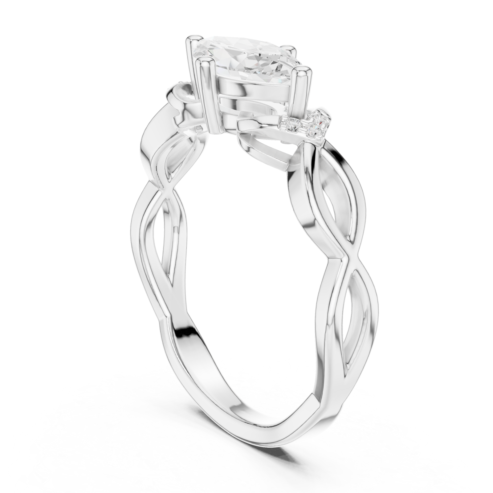  White Gold Ode to Nature Romance Engagement Ring Left View