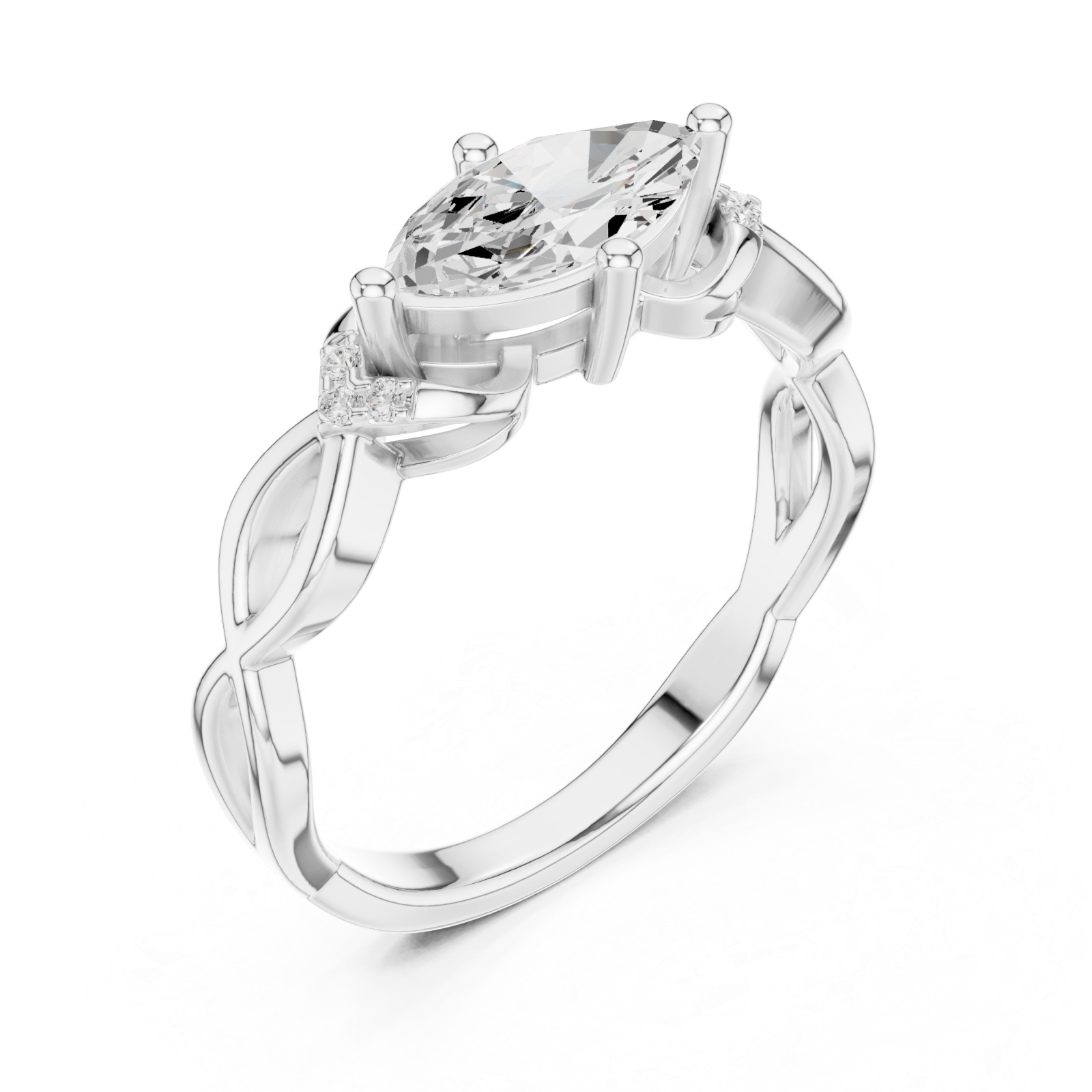  White Gold Ode to Nature Romance Engagement Ring Right View