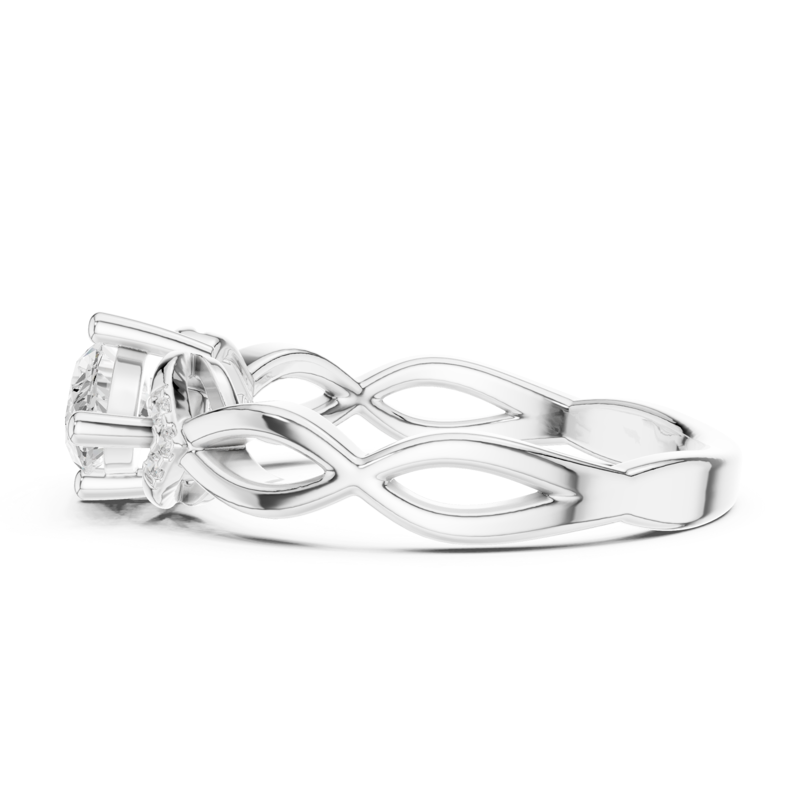 White Gold Ode to Nature Romance Engagement Ring Side View