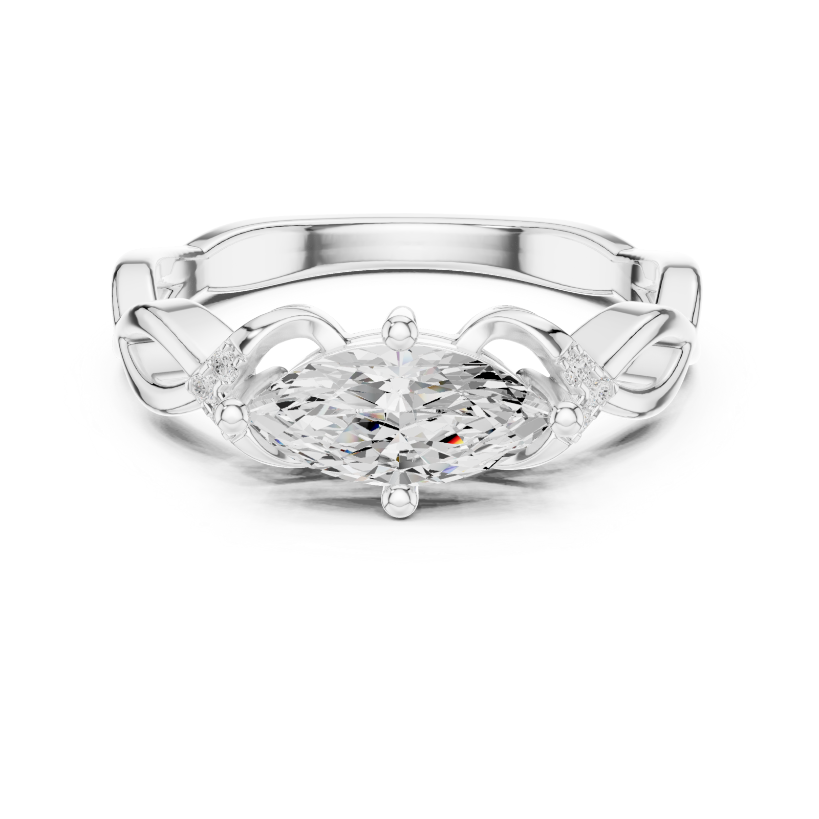  White Gold Ode to Nature Romance Engagement Ring Front View