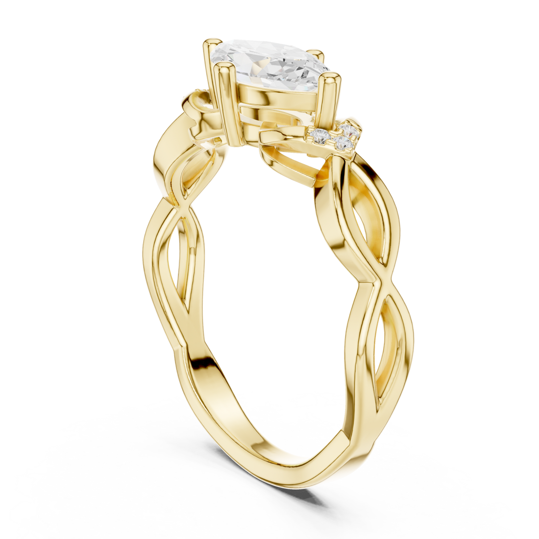 Gold Ode to Nature Romance Engagement Ring Right View