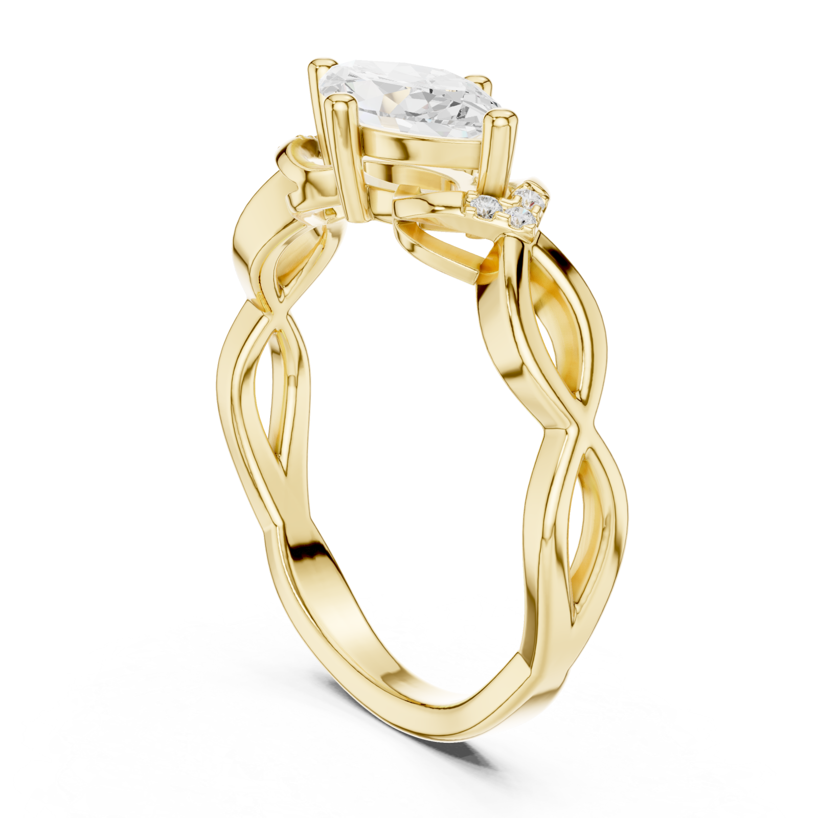  Gold Ode to Nature Romance Engagement Ring Left View