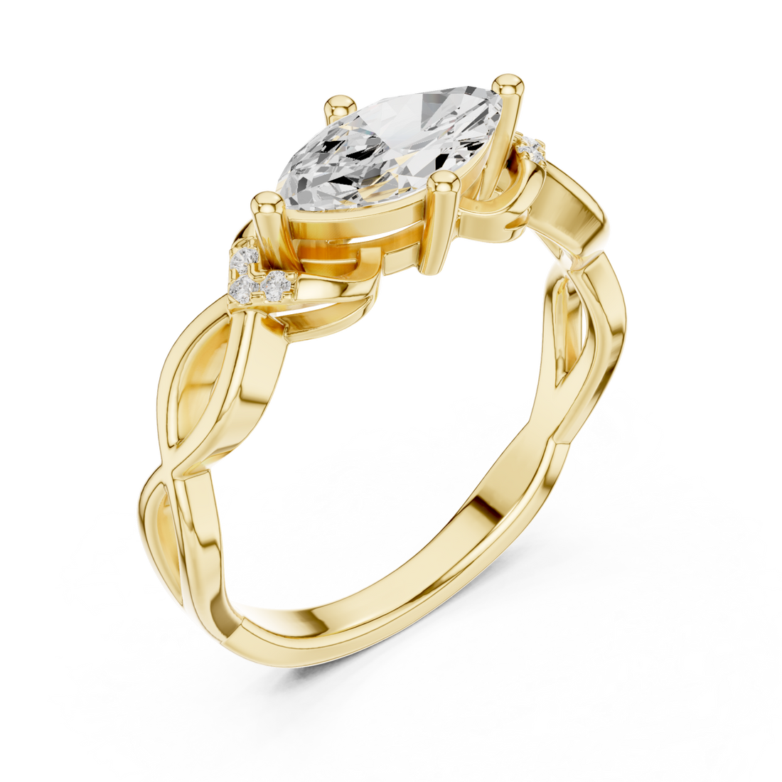 Gold Ode to Nature Romance Engagement Ring Right View