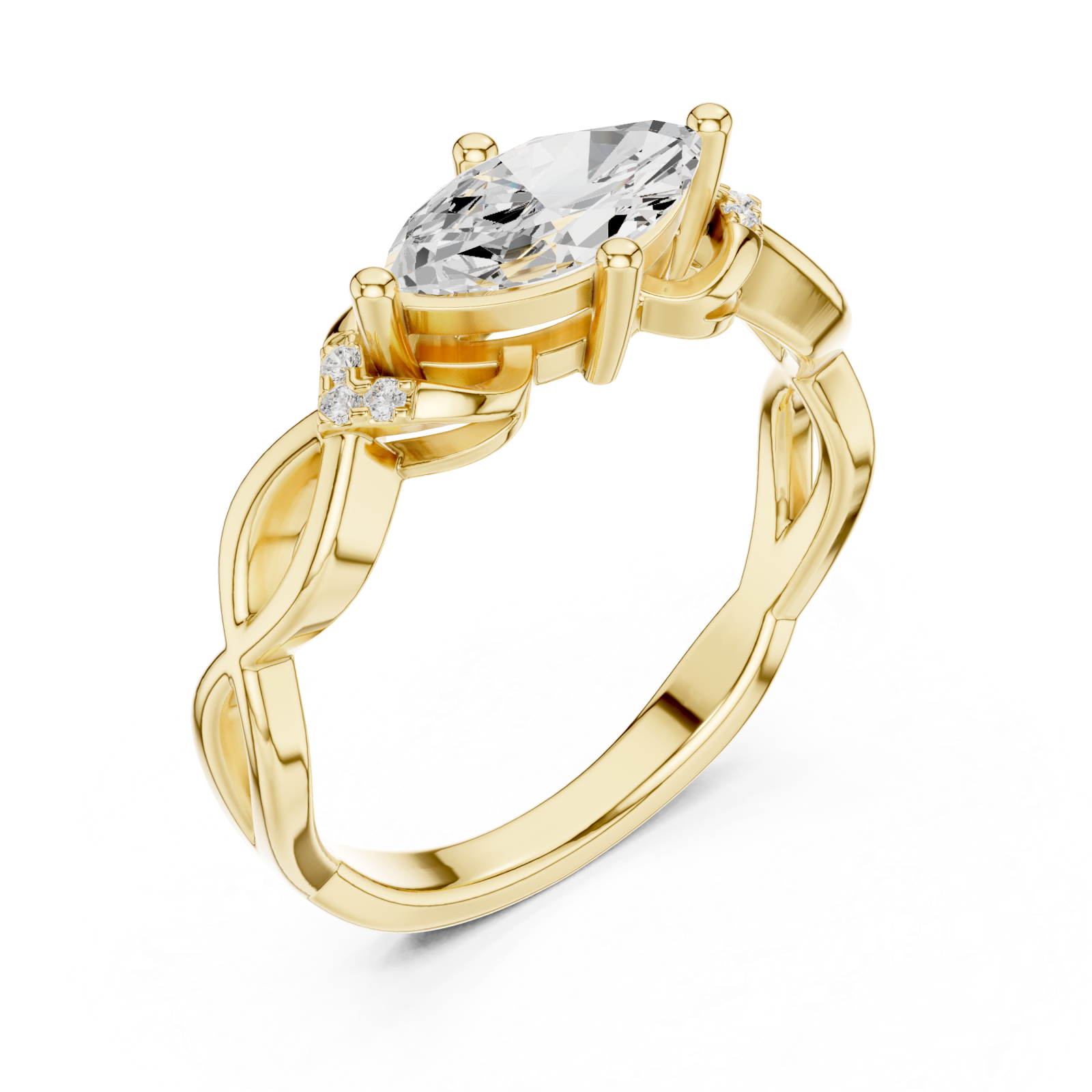 Gold Ode to Nature Romance Engagement Ring Right View