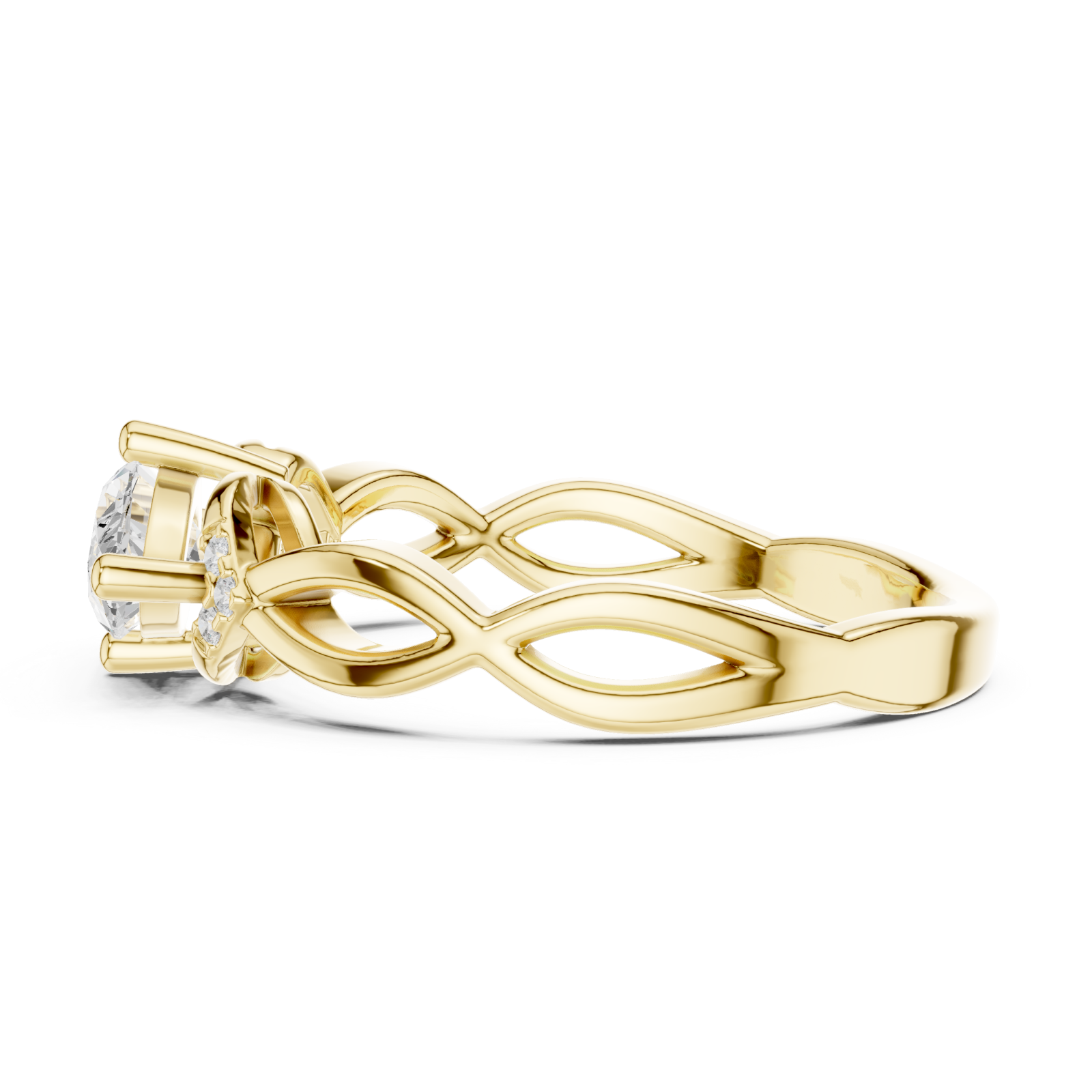  Gold Ode to Nature Romance Engagement Ring Side View