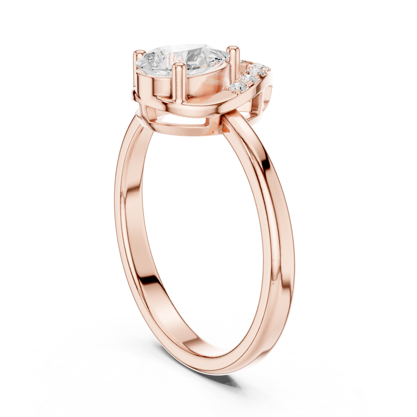  Rose Gold Harmony Embrace Tear Band Ring Left View
