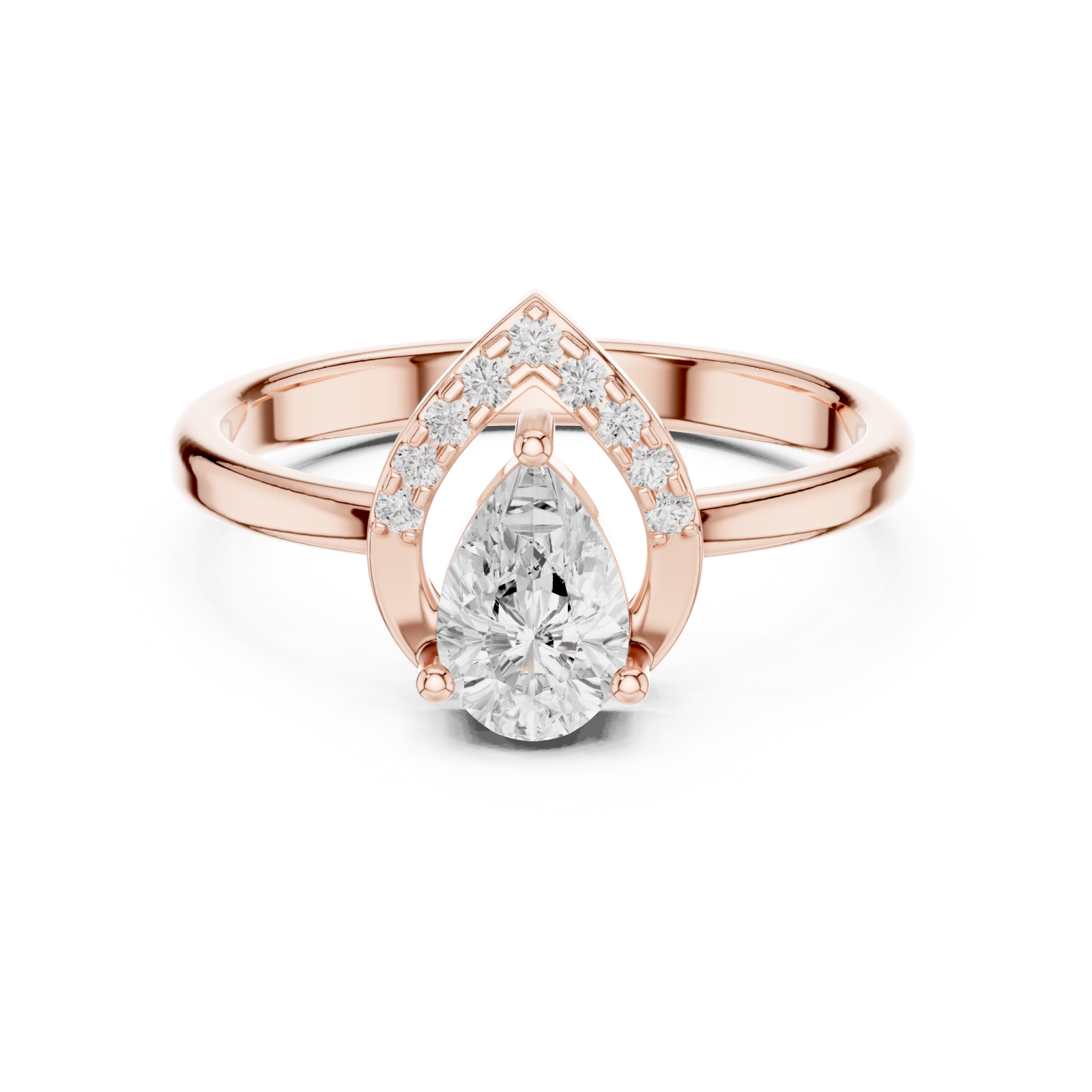  Rose Gold Harmony Embrace Tear Band Ring Front View