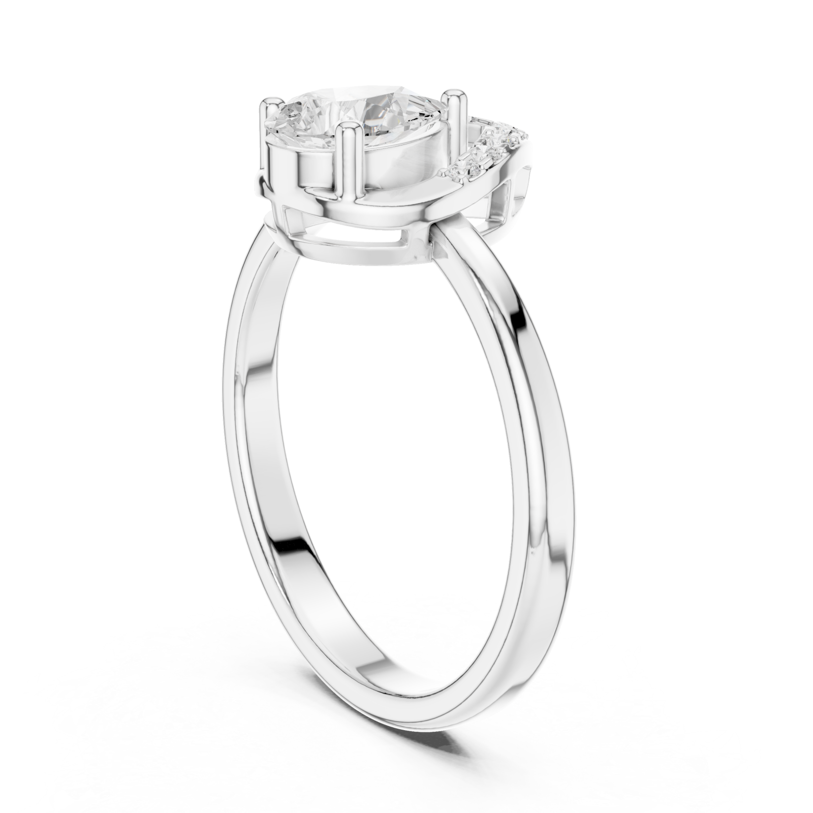  White Gold Harmony Embrace Tear Band Ring Left View