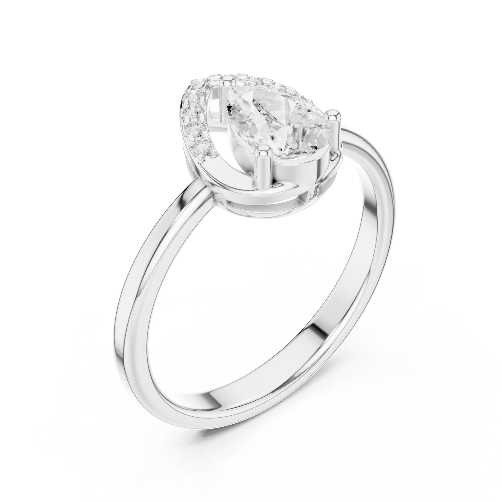  White Gold Harmony Embrace Tear Band Ring Right View