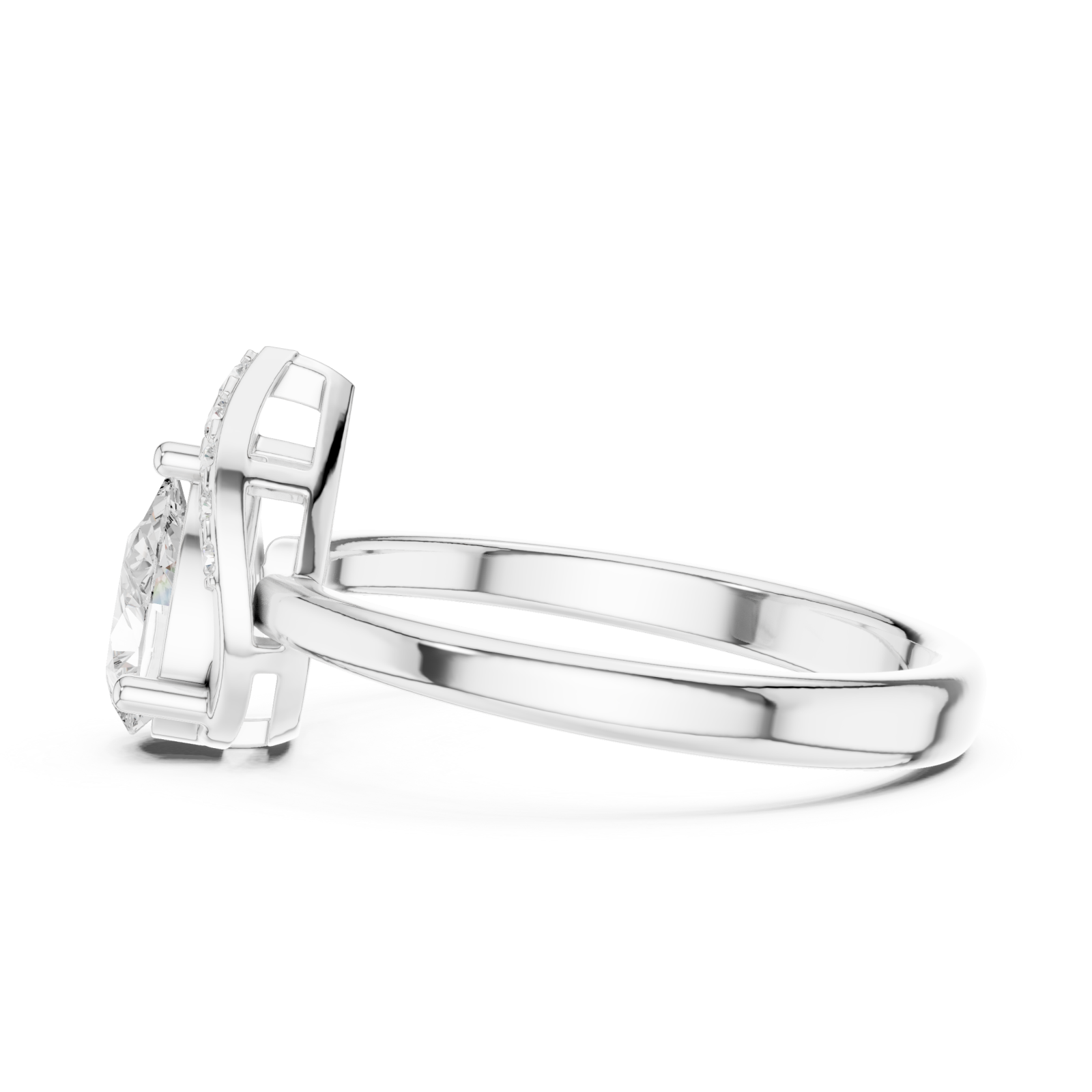  White Gold Harmony Embrace Tear Band Ring Side View