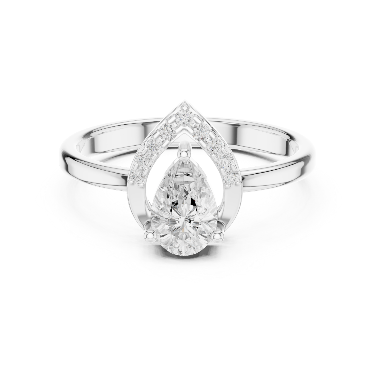  White Gold Harmony Embrace Tear Band Ring Front View