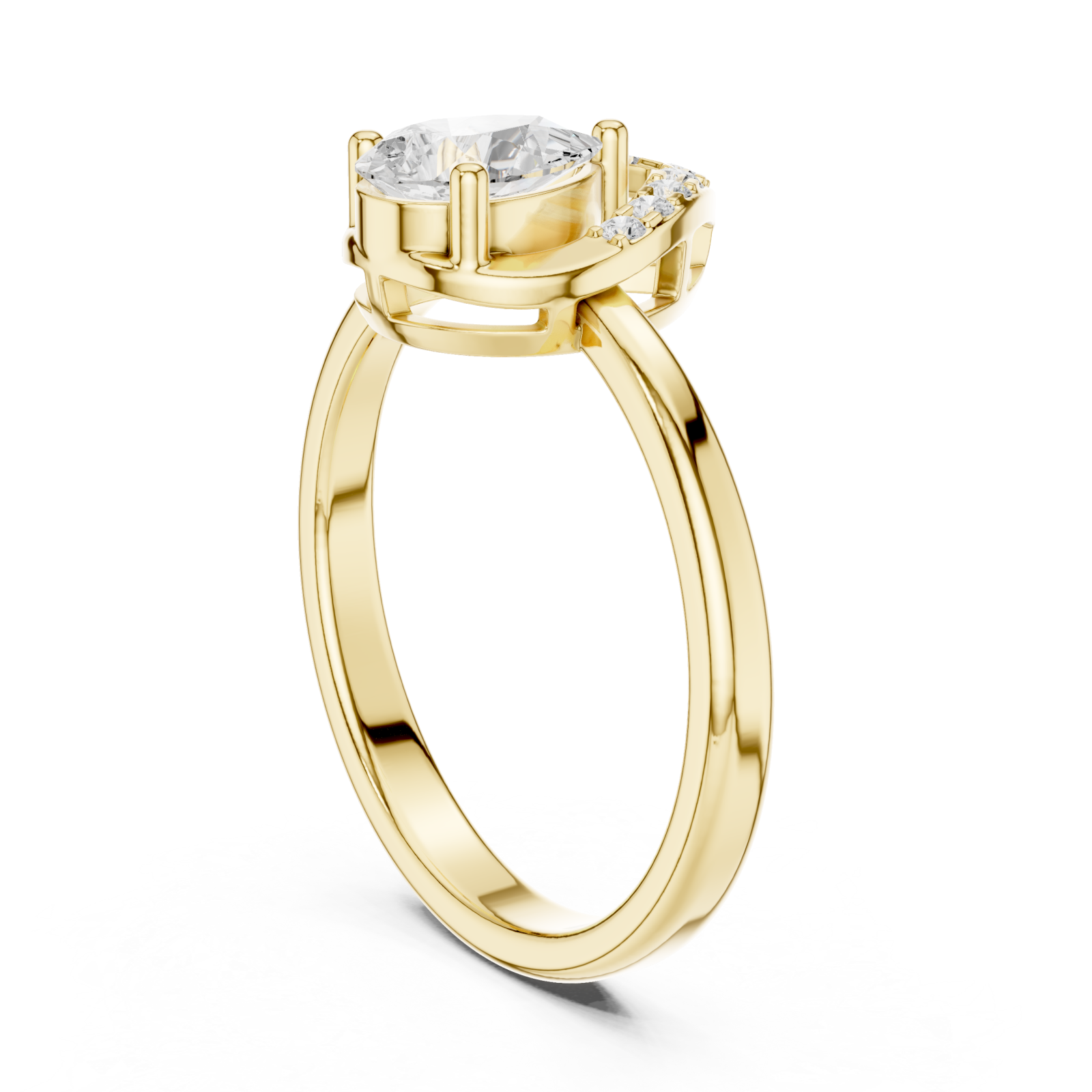  Gold Harmony Embrace Tear Band Ring Left View