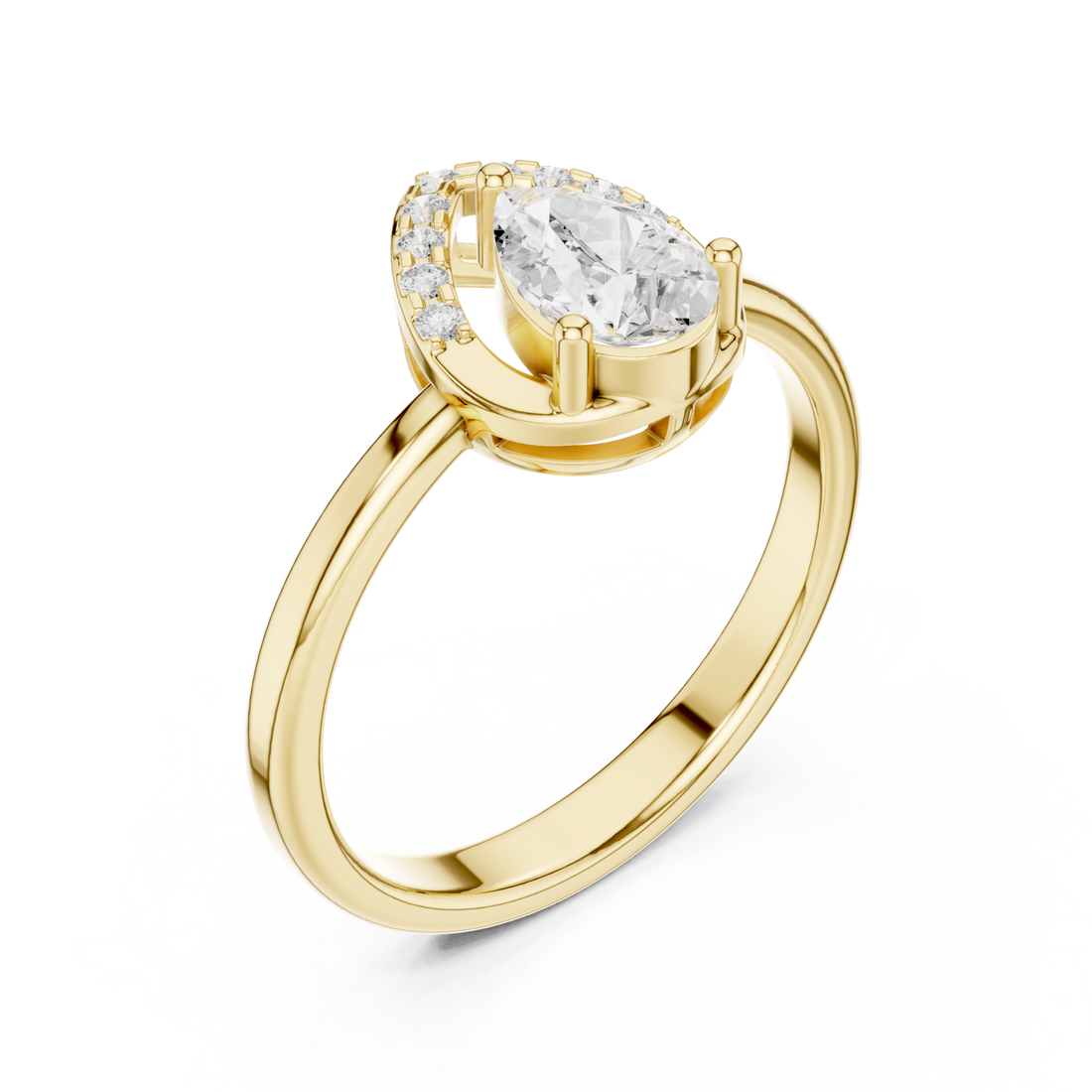 Gold Harmony Embrace Tear Band Ring Right View