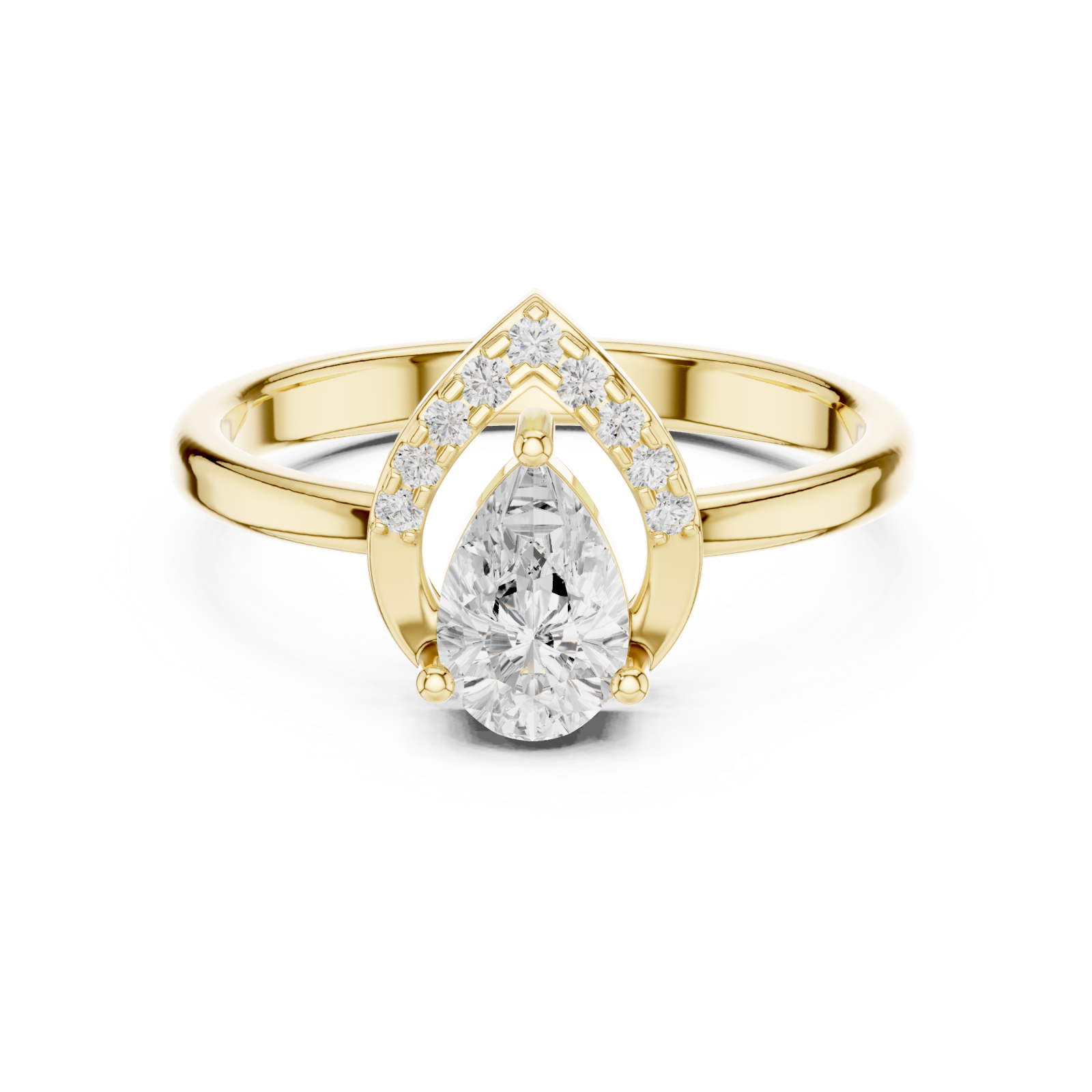  Gold Harmony Embrace Tear Band Ring Front View