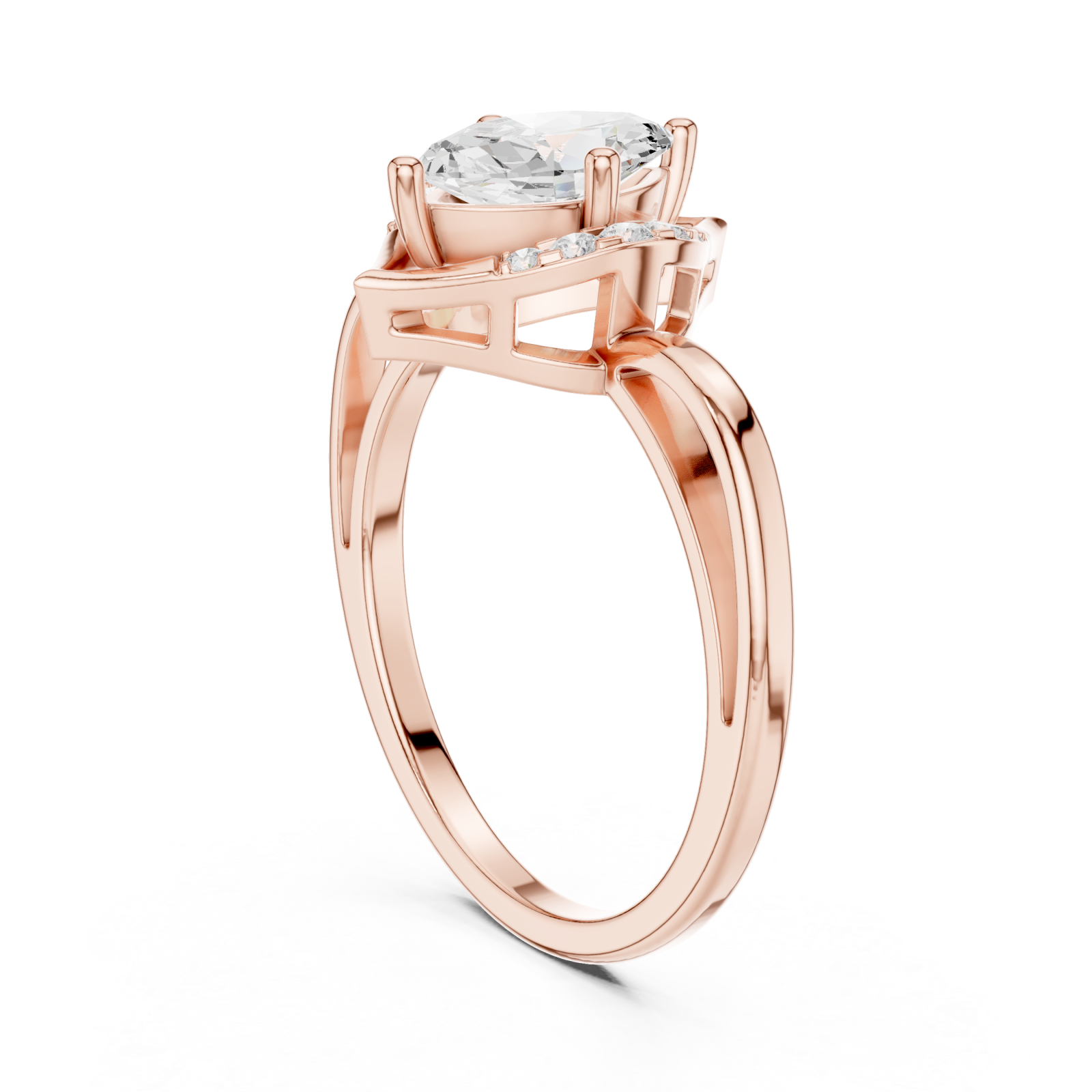  Rose Gold Infinite Layers Marquise Halo Statement Ring Left View