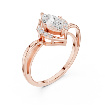  Rose Gold Infinite Layers Marquise Halo Statement Ring Right View