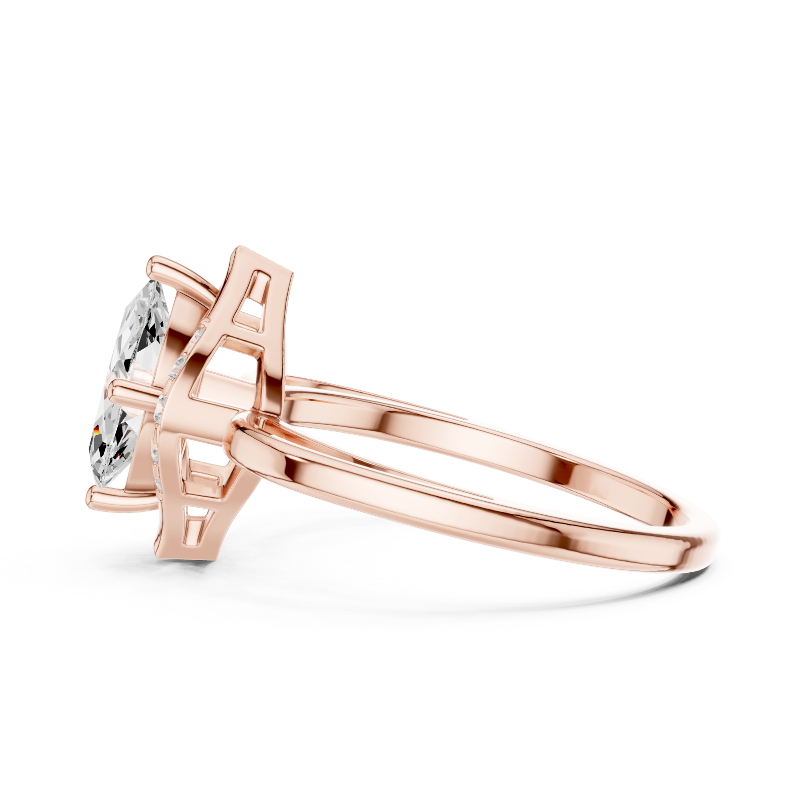  Rose Gold Infinite Layers Marquise Halo Statement Ring Side View