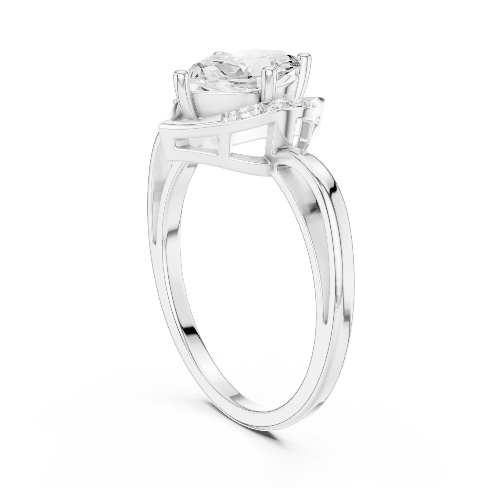  White Gold Infinite Layers Marquise Halo Statement Ring Left View
