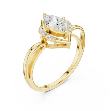 Gold Infinite Layers Marquise Halo Statement Ring Right View