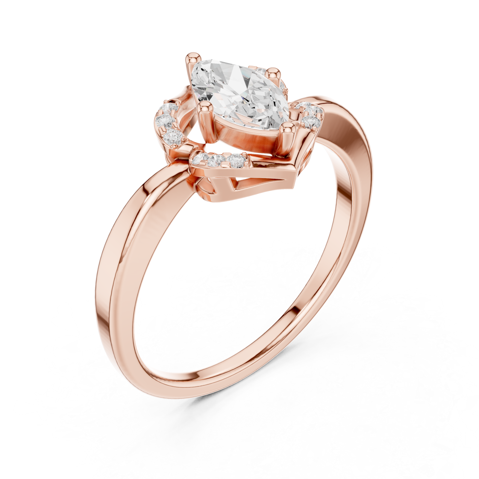  Rose Gold Radiant Flourish Royale Band Right View