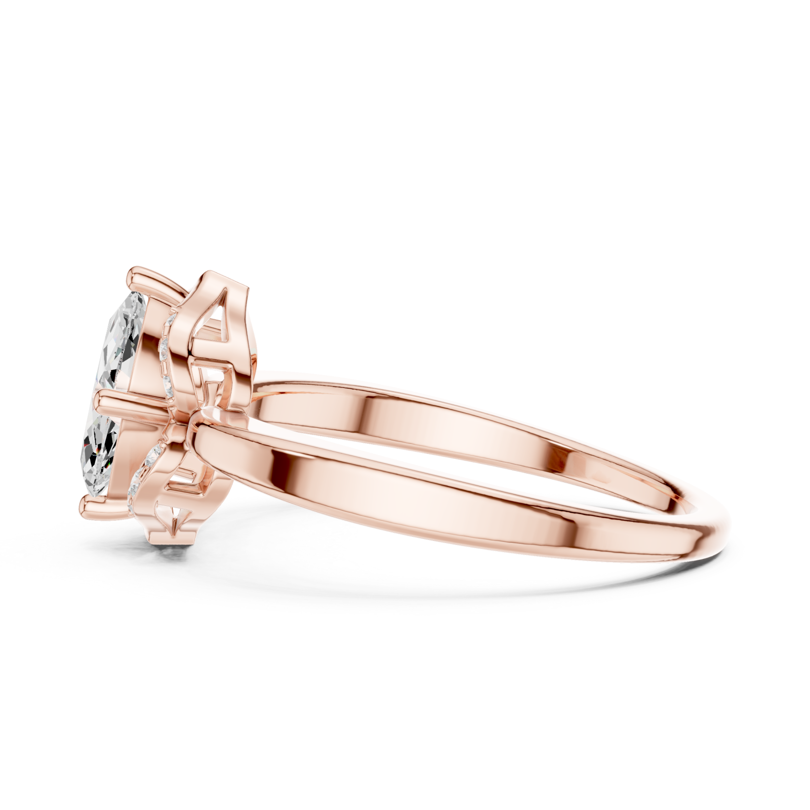  Rose Gold Radiant Flourish Royale Band Side View
