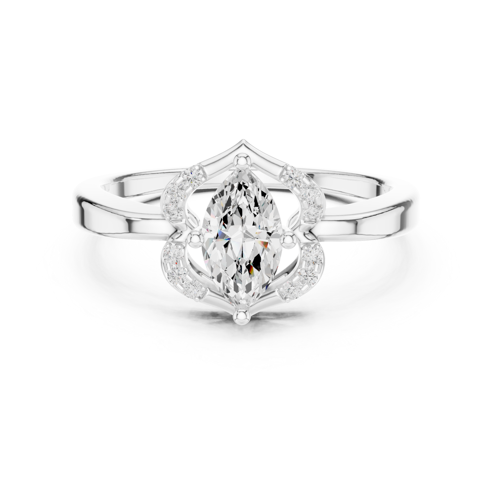  White Gold Radiant Flourish Royale Band Front View