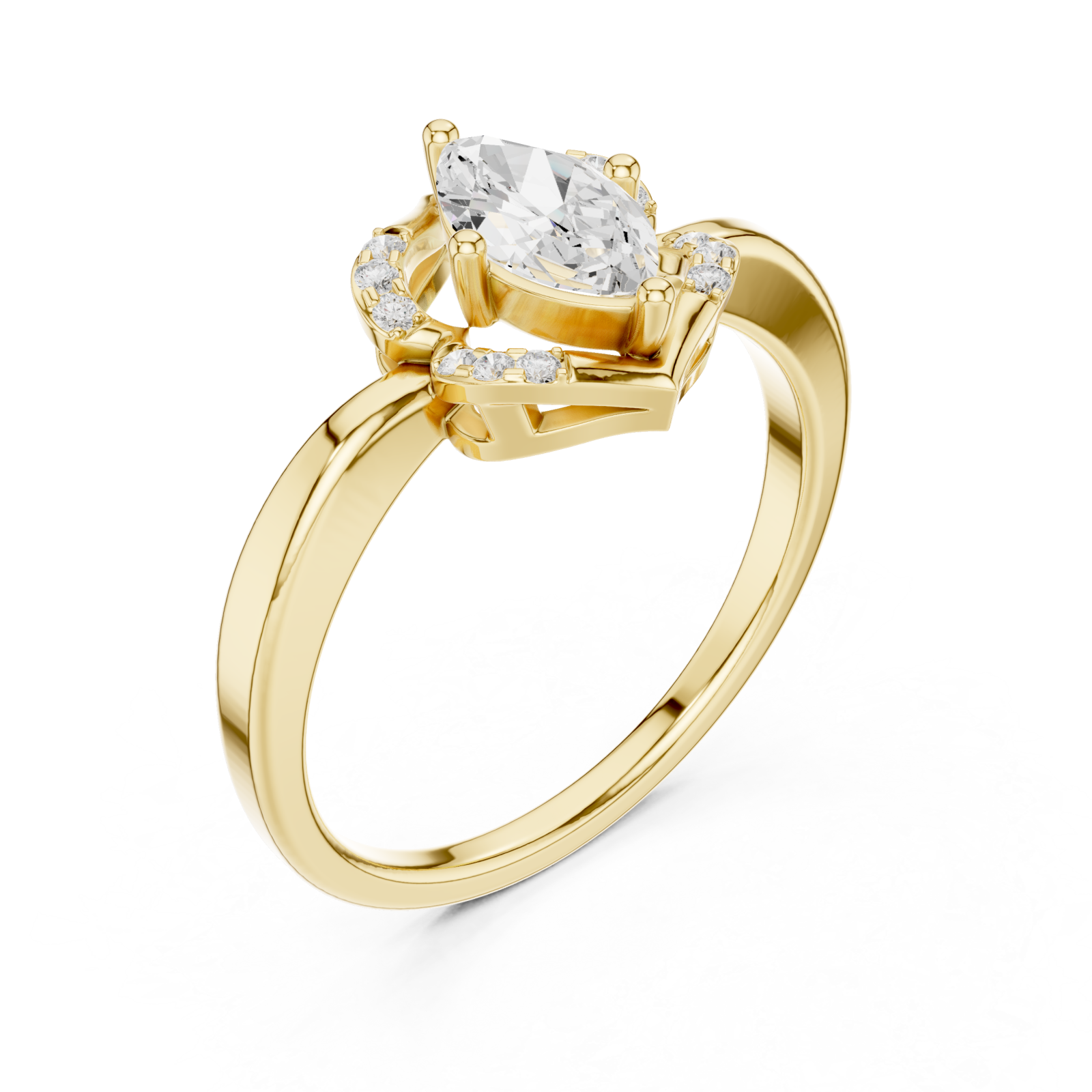 Gold Radiant Flourish Royale Band Right View
