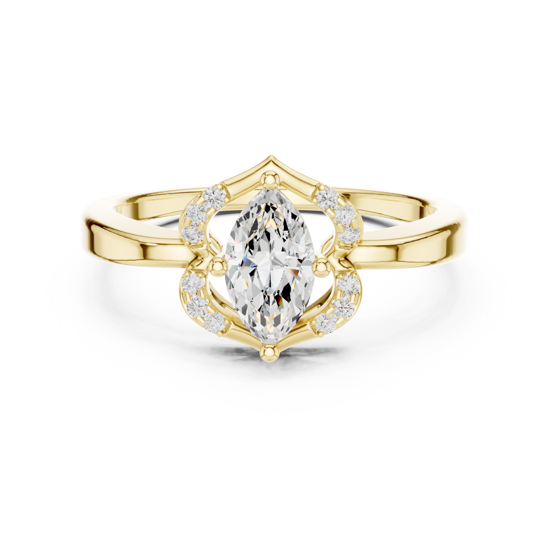 Gold Radiant Flourish Royale Band Right View