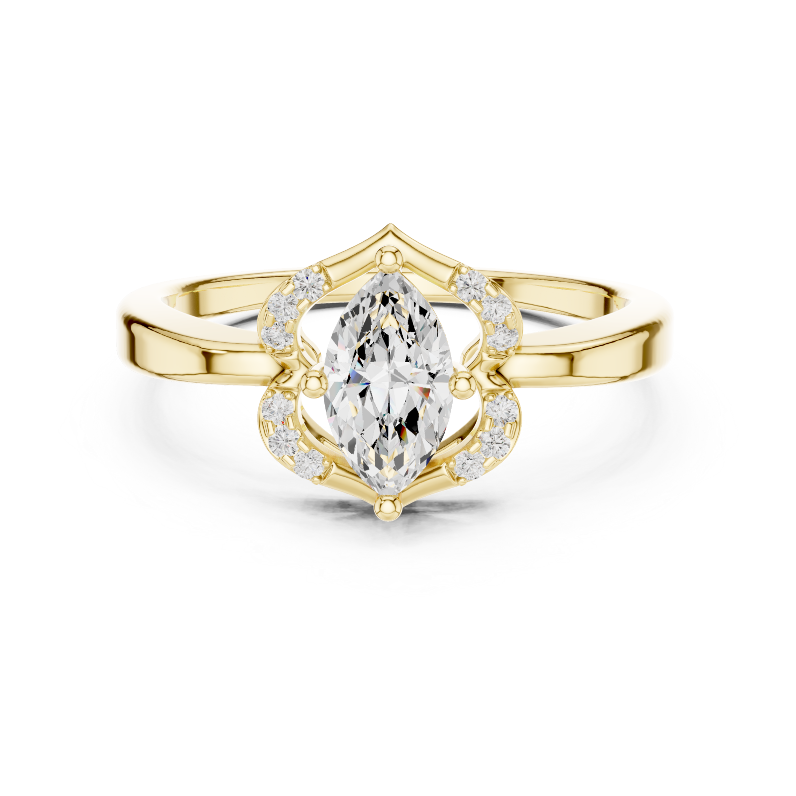  Gold Radiant Flourish Royale Band Front View
