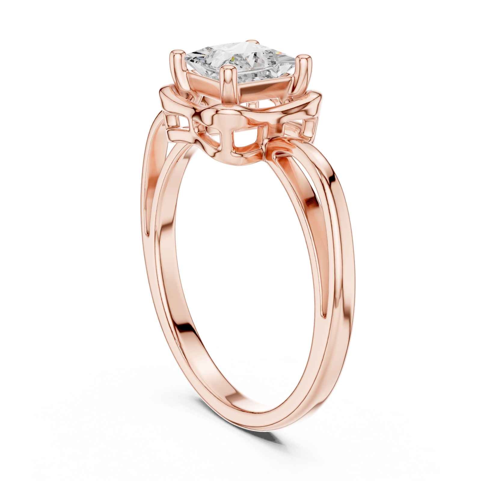  Rose Gold Radiant Square Promise Ring Left View