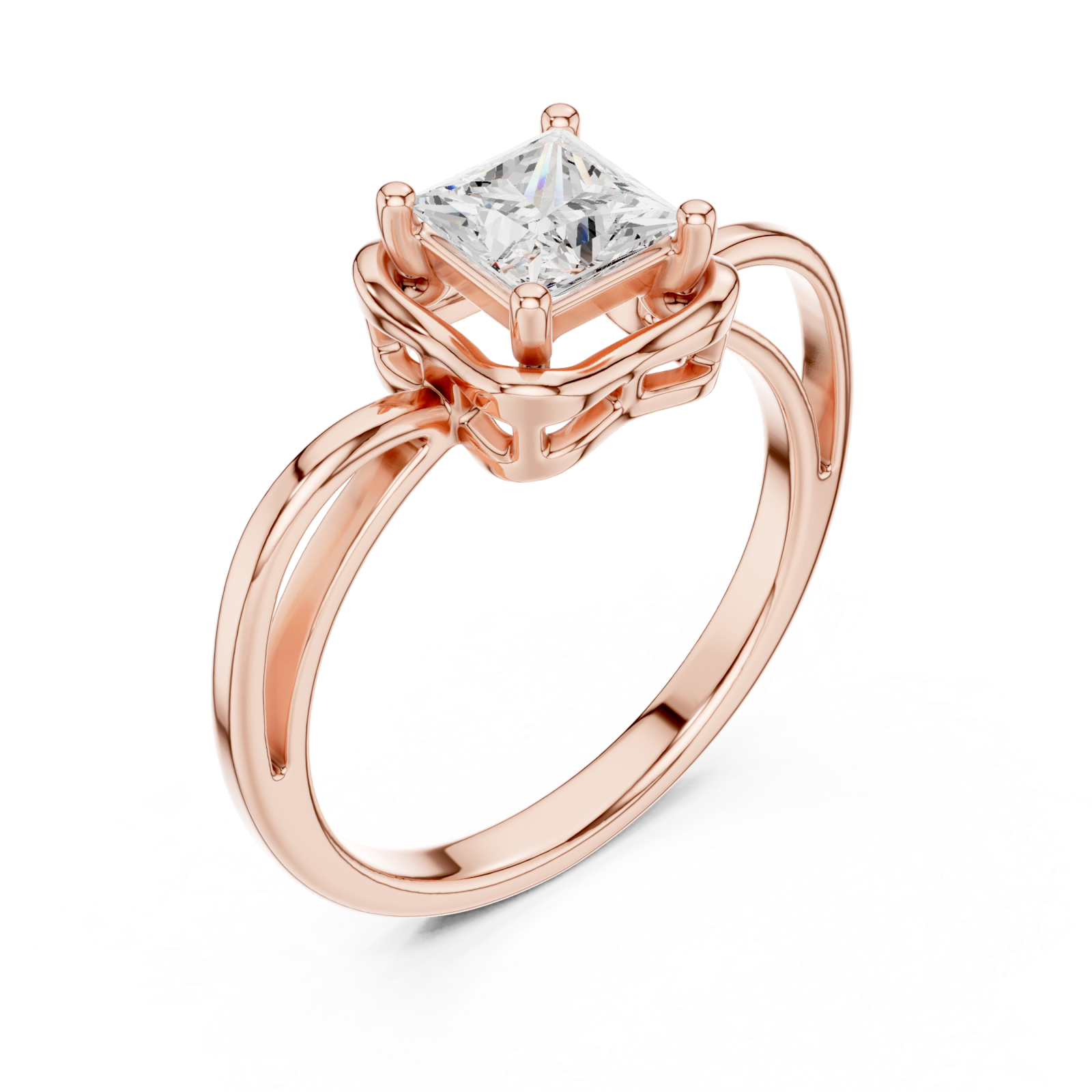  Rose Gold Radiant Square Promise Ring Right View