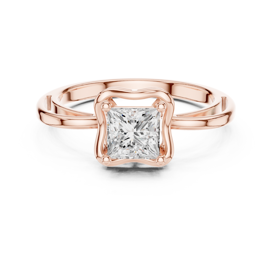  Rose Gold Radiant Square Promise Ring Right View