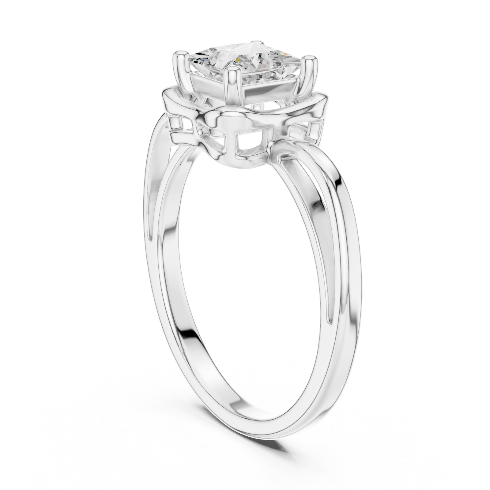  White Gold Radiant Square Promise Ring Left View