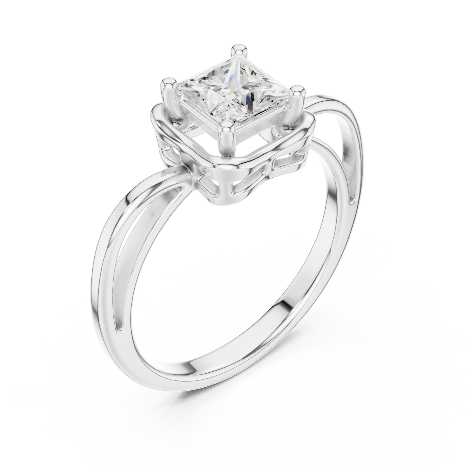  White Gold Radiant Square Promise Ring Right View