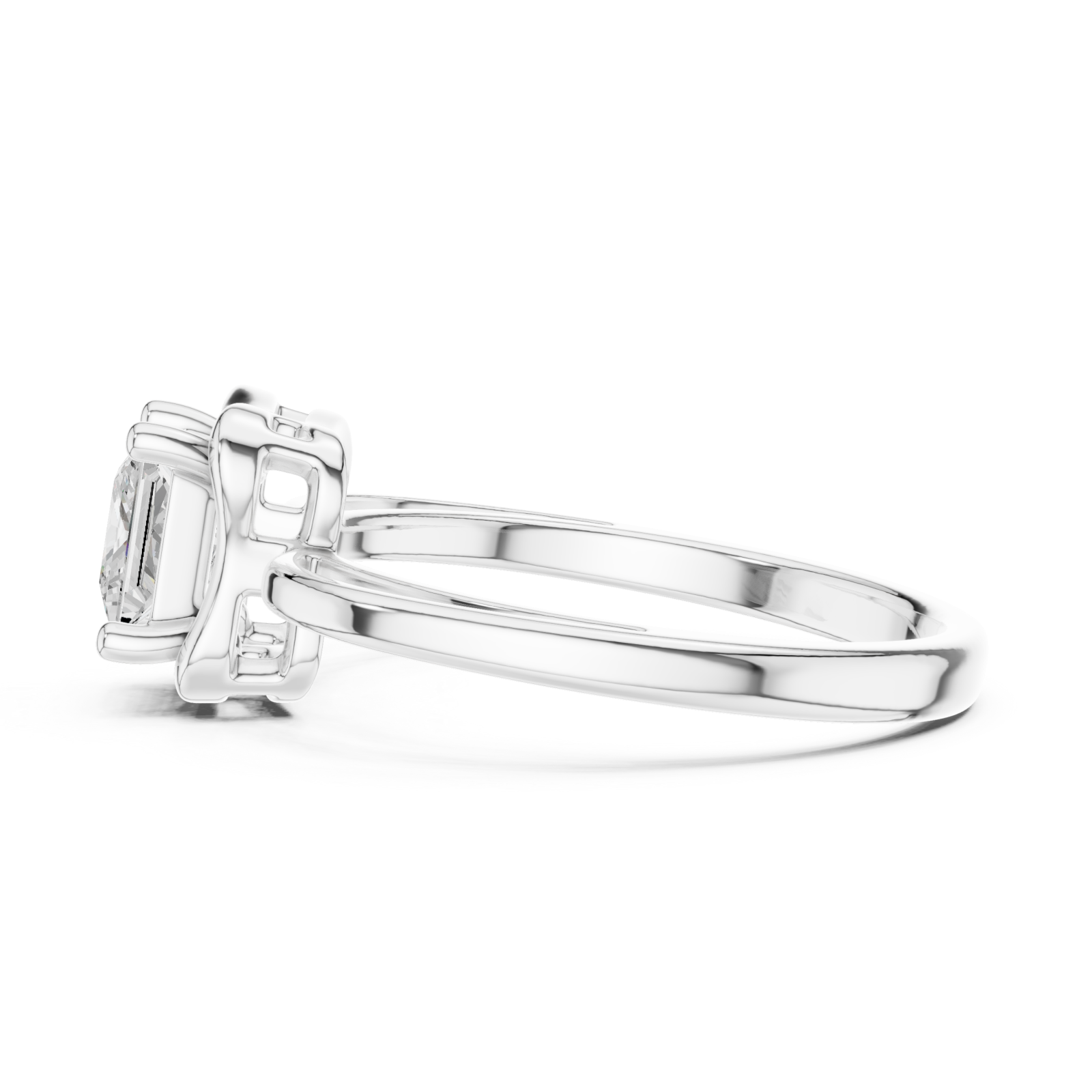  White Gold Radiant Square Promise Ring Side View