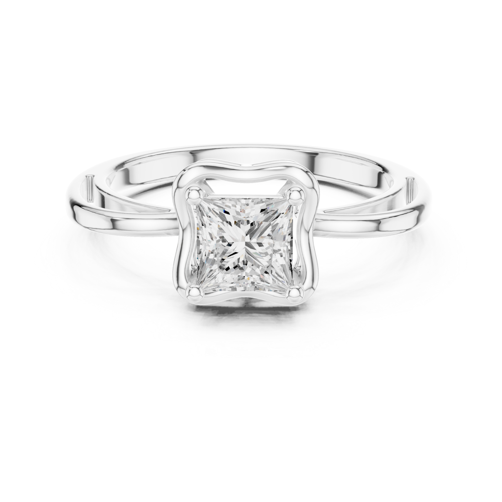  White Gold Radiant Square Promise Ring Front View