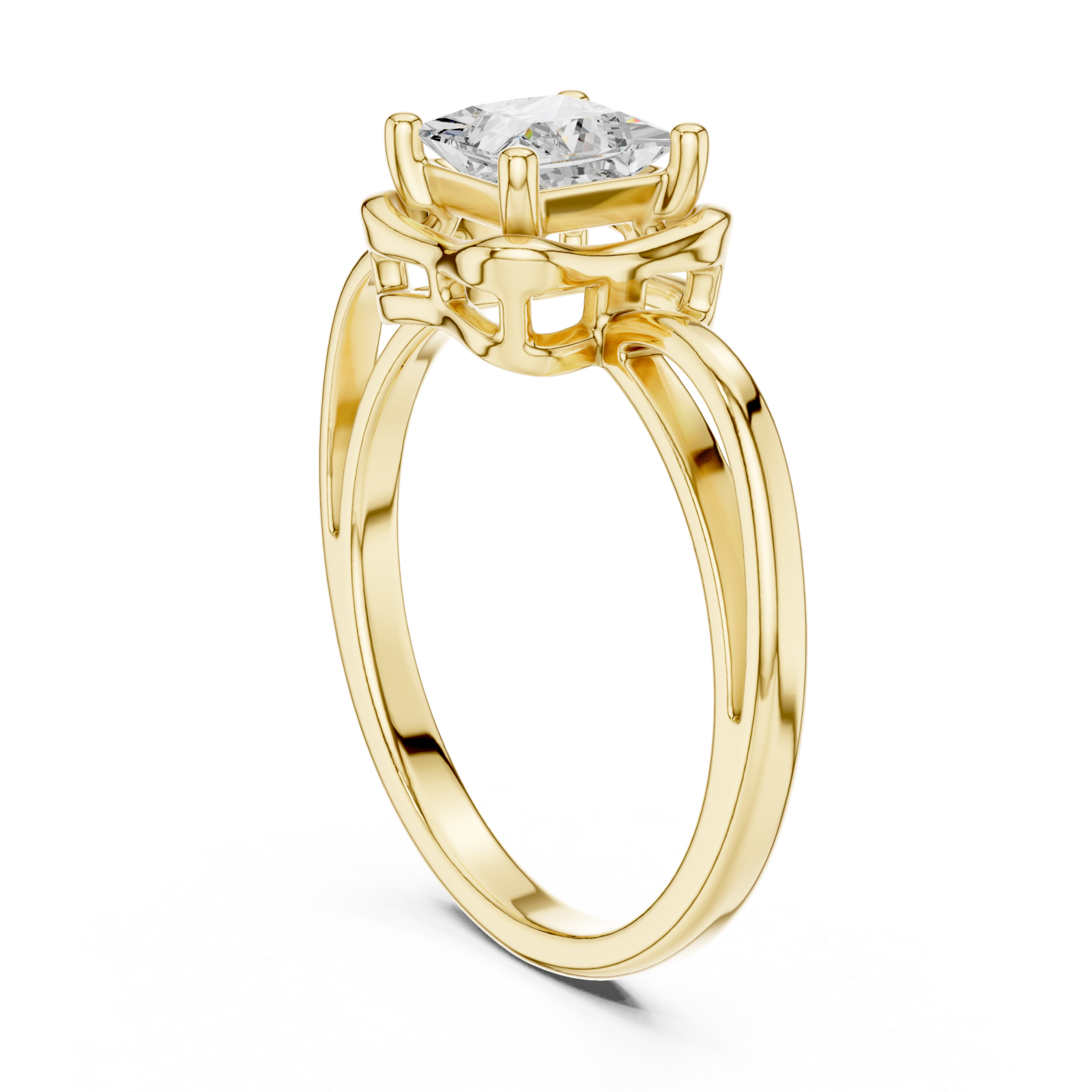  Gold Radiant Square Promise Ring Left View