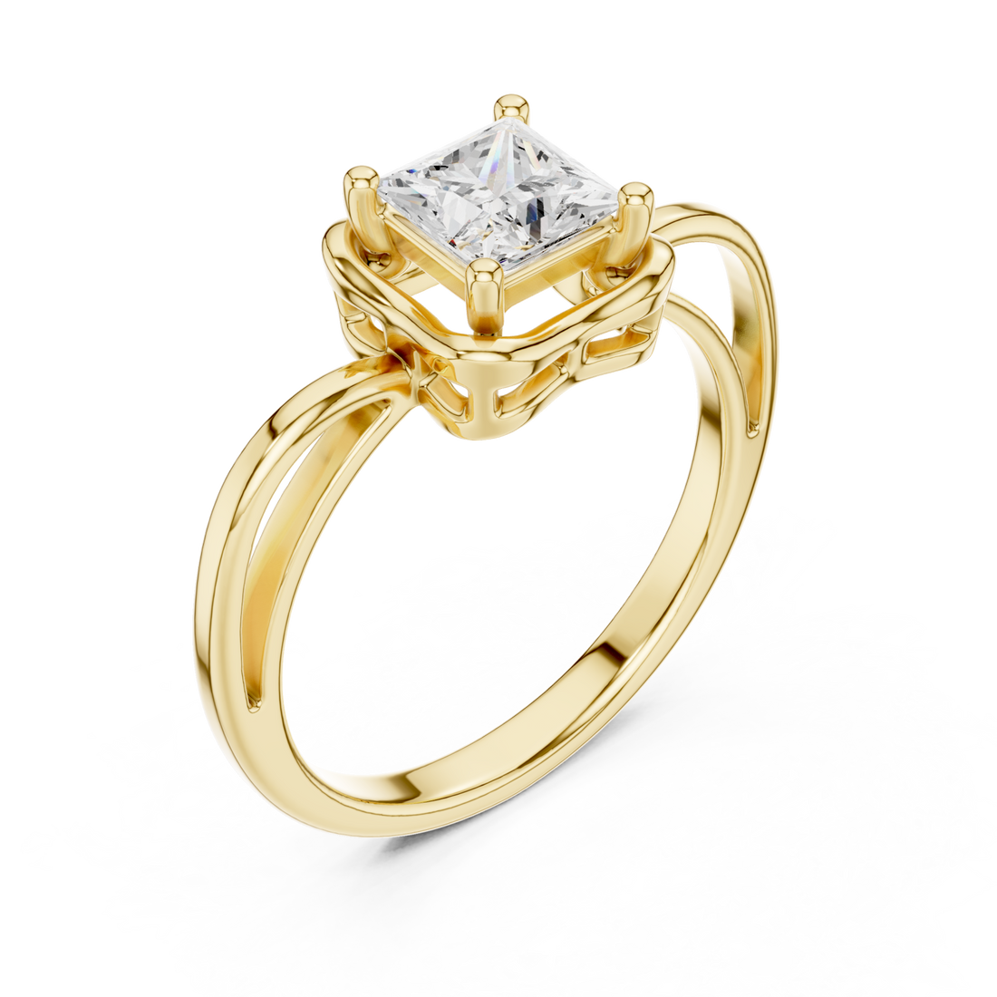 Gold Radiant Square Promise Ring Right View